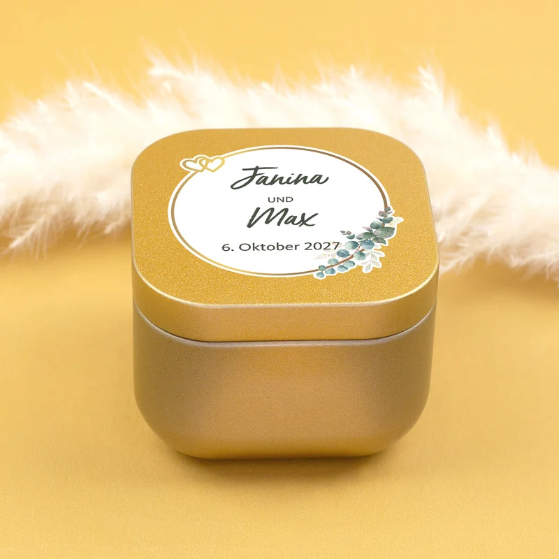 Duftkerze als Gastgeschenk zur Hochzeit in Gold oder Rosé | Hochzeitskerze personalisiert mit Namen
