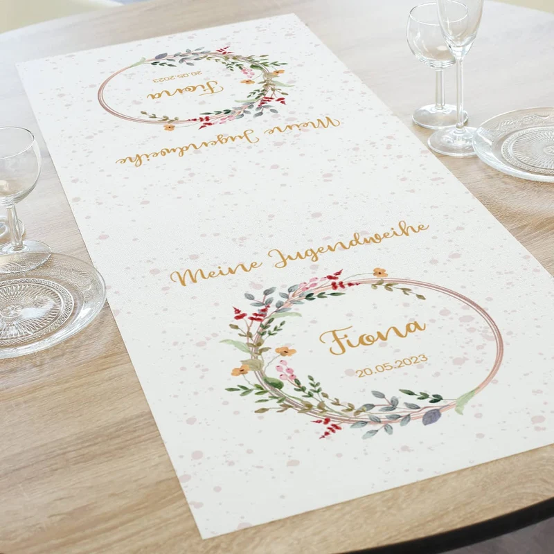 Tischläufer zur Jugendweihe mit Name und Datum