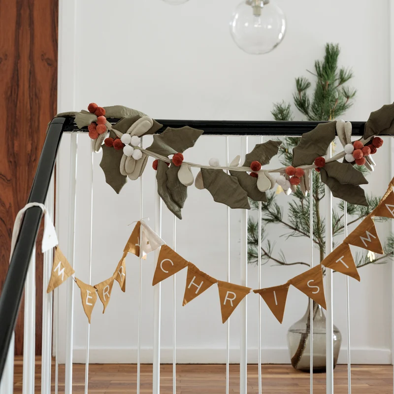 Wimpelgirlande Merry Christmas 3 Meter, Bio Baumwolle