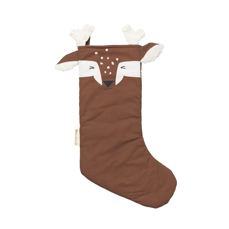 Weihnachtsstrumpf Hirsch 52 cm, Bio Baumwolle