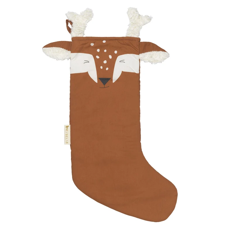Weihnachtsstrumpf Hirsch 52 cm, Bio Baumwolle