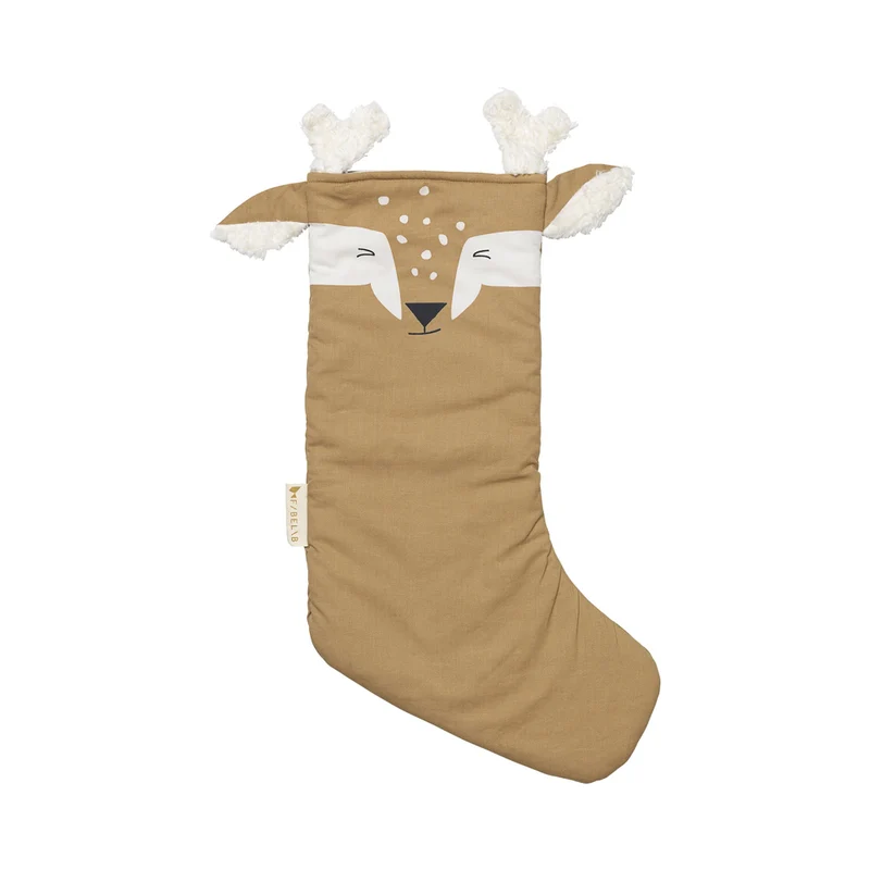 Weihnachtsstrumpf Hirsch 52 cm, Bio Baumwolle