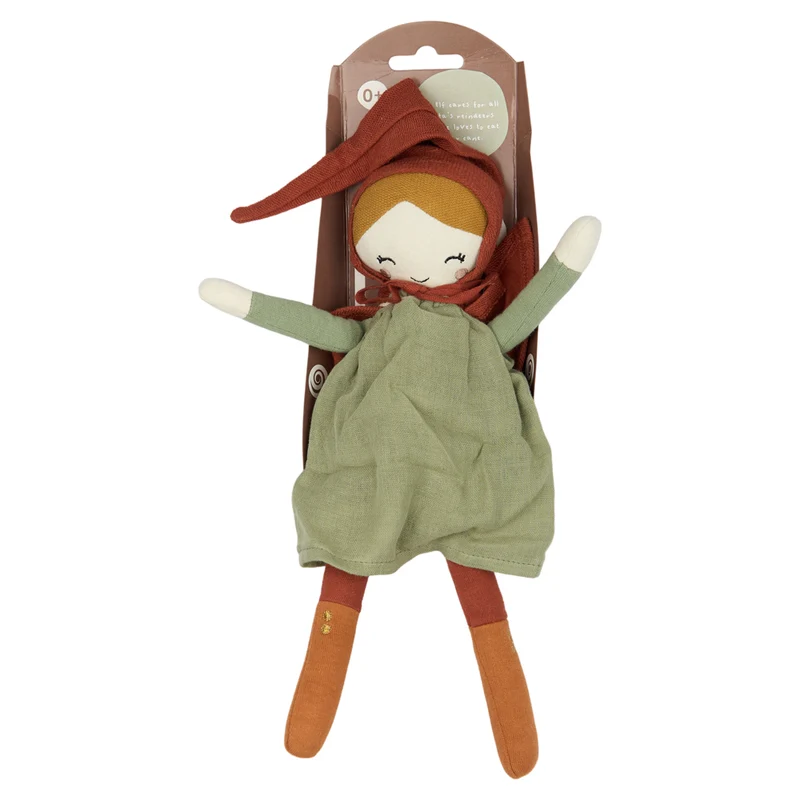 Weihnachts-Elf Kuschelpuppe 30 cm, Bio Baumwolle