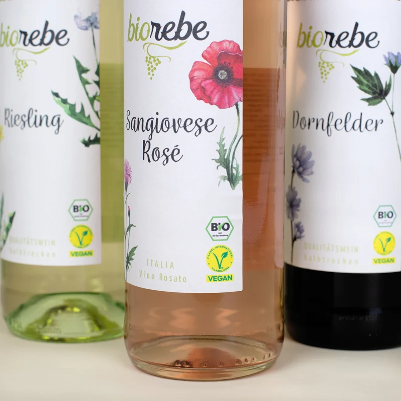 Biorebe Wein zum 30. Geburtstag personalisiert mit Name | Luftballon & Konfetti Design