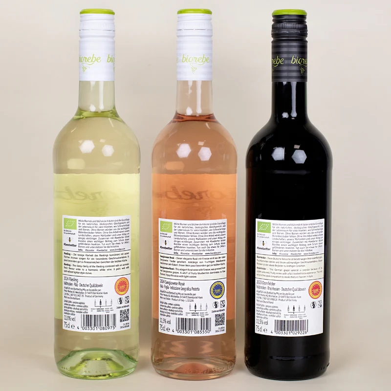 Biorebe Wein zum 50. Geburtstag personalisiert mit Name | Luftballon & Konfetti Design