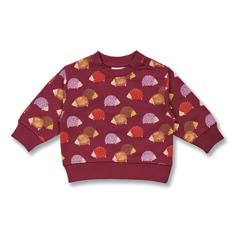 Sense Organics Baby Sweatshirt Siam Bordeaux mit Igeldruck