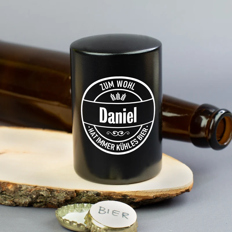 Personalisierter Push-Up Flaschenöffner mit Name & Biermotiv | Geschenk für Männer & Vatertag