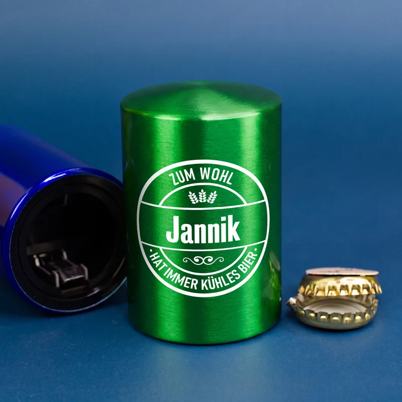 Personalisierter Push-Up Flaschenöffner mit Name & Biermotiv | Geschenk für Männer & Vatertag