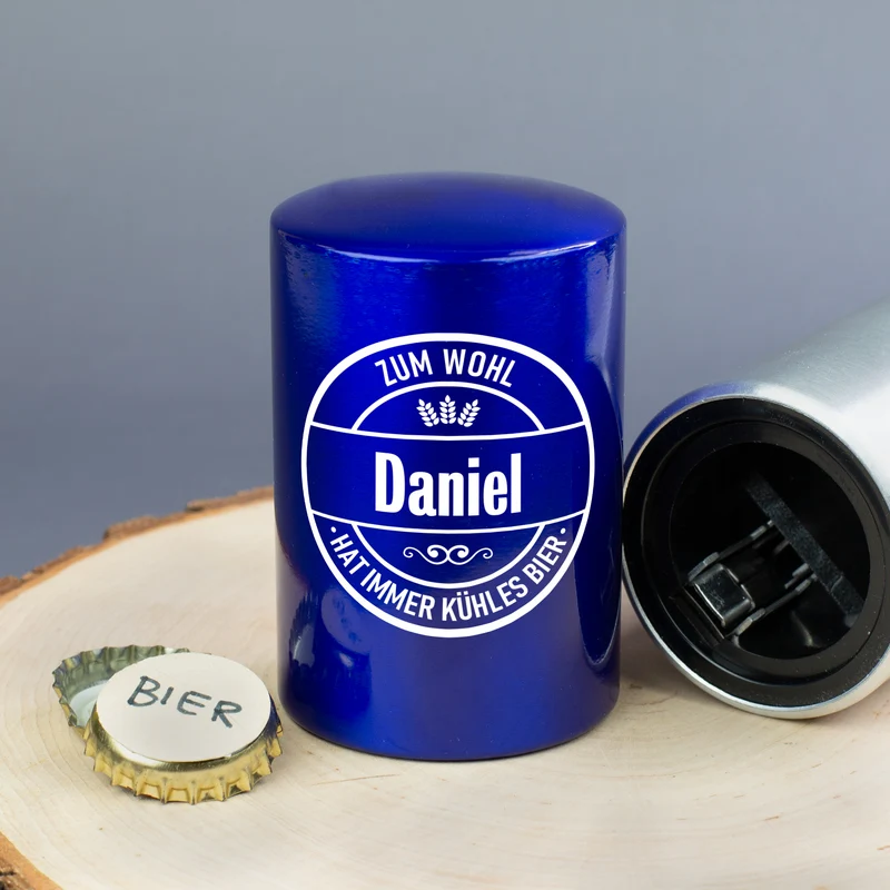 Personalisierter Push-Up Flaschenöffner mit Name & Biermotiv | Geschenk für Männer & Vatertag