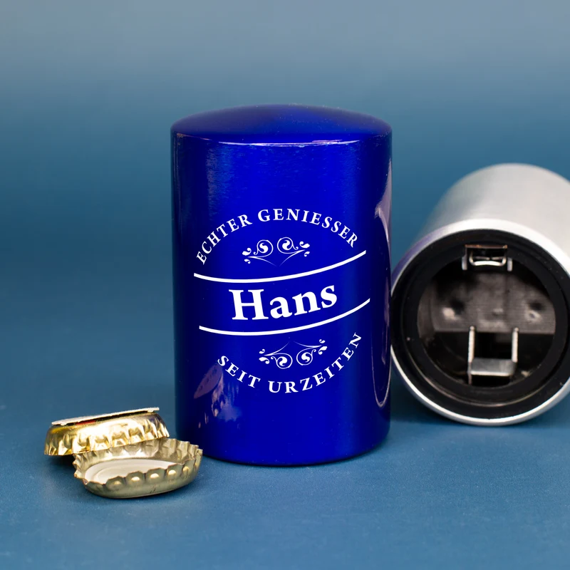 Push-Up Flaschenöffner 'Echter Genießer' personalisiert mit Name | Geschenk für Männer & Vatertag