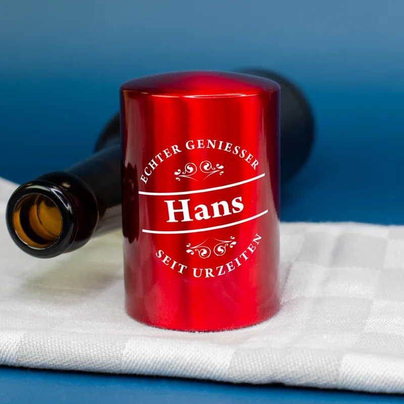 Push-Up Flaschenöffner 'Echter Genießer' personalisiert mit Name | Geschenk für Männer & Vatertag