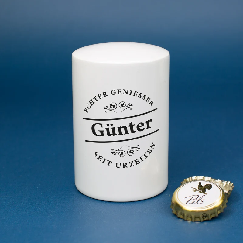 Push-Up Flaschenöffner 'Echter Genießer' personalisiert mit Name | Geschenk für Männer & Vatertag