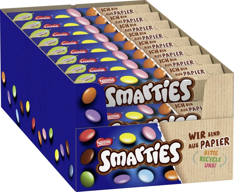 Nestlé SMARTIES Hexagon-Rolle, bunte Schokolinsen aus Milchschokolade, 24er Pack (24 x 38g)