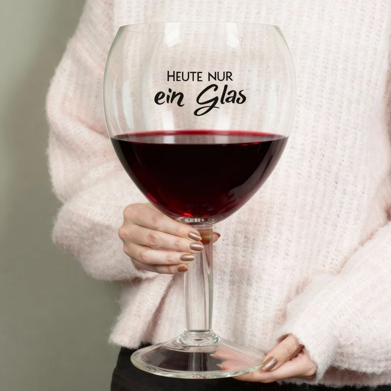 XXXL Weinglas 3L mit Spruch 'Heute nur ein Glas' | Riesiges Weinglas als witziges Geschenk & Dekoidee