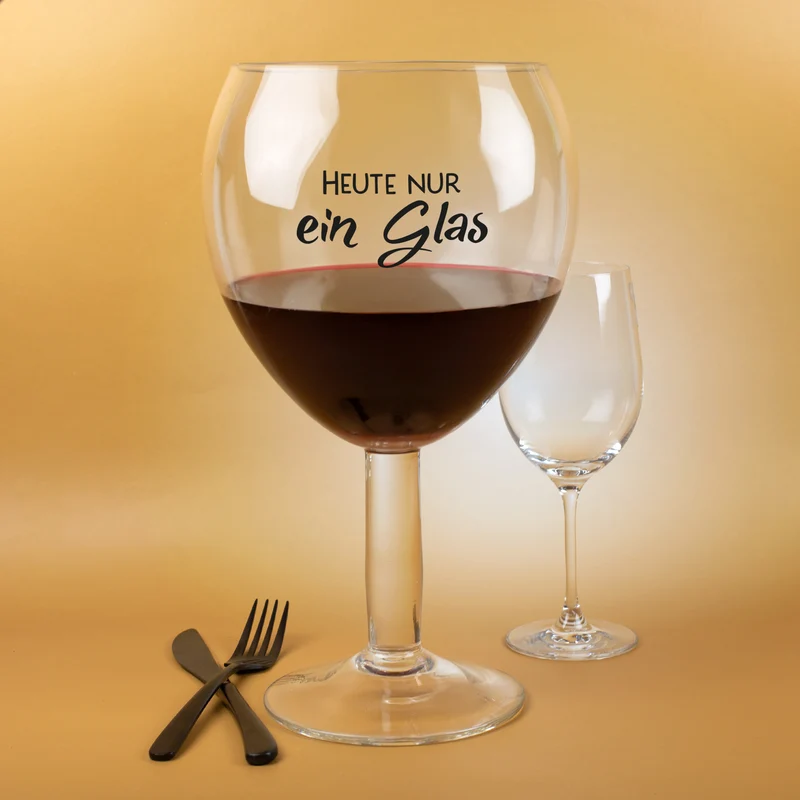 XXXL Weinglas 3L mit Spruch 'Heute nur ein Glas' | Riesiges Weinglas als witziges Geschenk & Dekoidee
