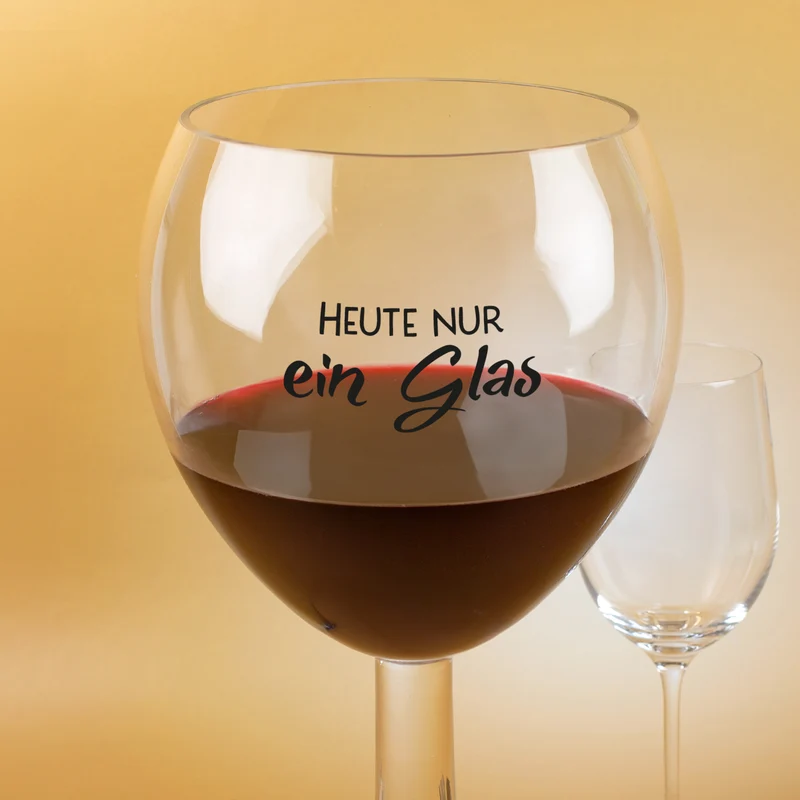 XXXL Weinglas 3L mit Spruch 'Heute nur ein Glas' | Riesiges Weinglas als witziges Geschenk & Dekoidee