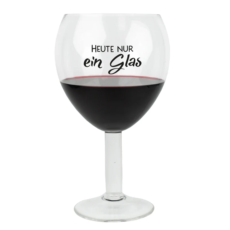 XXXL Weinglas 3L mit Spruch 'Heute nur ein Glas' | Riesiges Weinglas als witziges Geschenk & Dekoidee