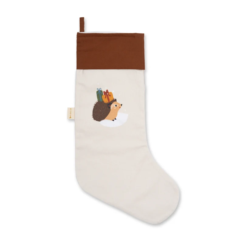 Weihnachtsstrumpf mit Motiv 40 x 18 cm, Bio Baumwolle
