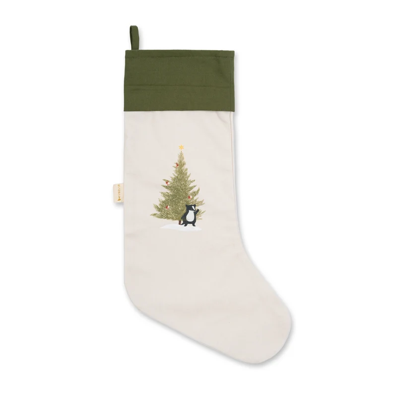 Weihnachtsstrumpf mit Motiv 40 x 18 cm, Bio Baumwolle
