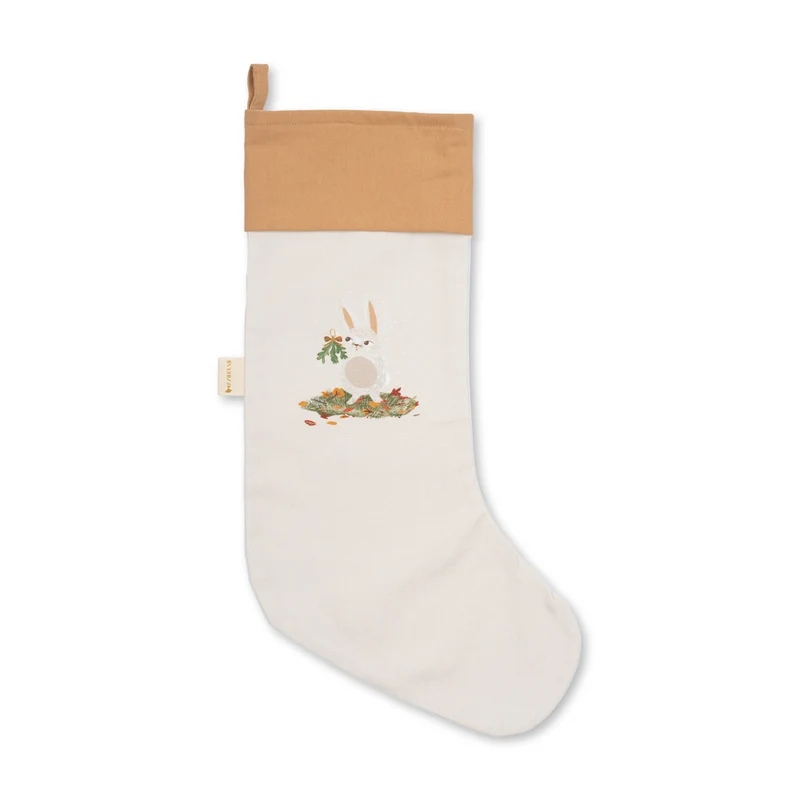 Weihnachtsstrumpf mit Motiv 40 x 18 cm, Bio Baumwolle