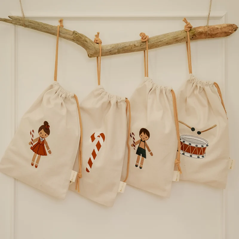 Weihnachtssäckchen mit Motiv 23 x 34 cm, Bio Baumwolle
