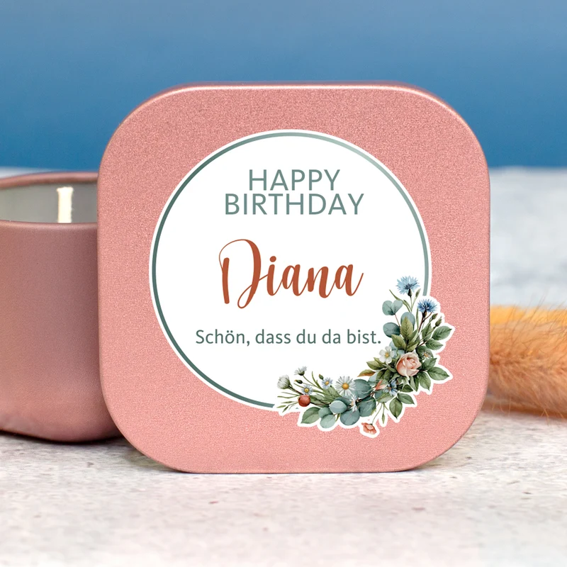 Duftkerze Happy Birthday mit Name & Wunschtext personalisiert | Geschenk zum Geburtstag mit Farbwahl
