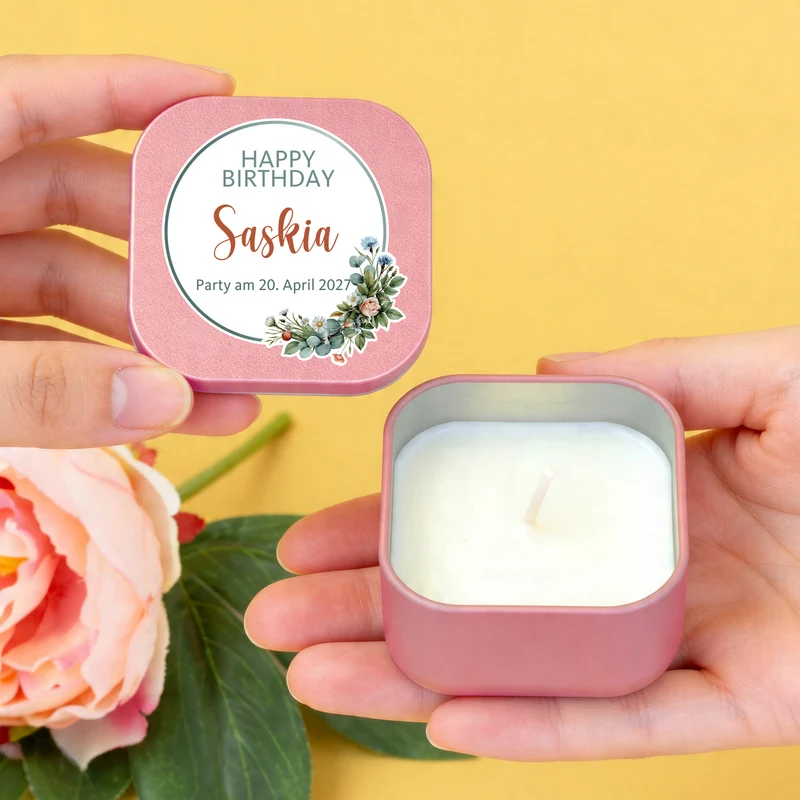 Duftkerze Happy Birthday mit Name & Wunschtext personalisiert | Geschenk zum Geburtstag mit Farbwahl