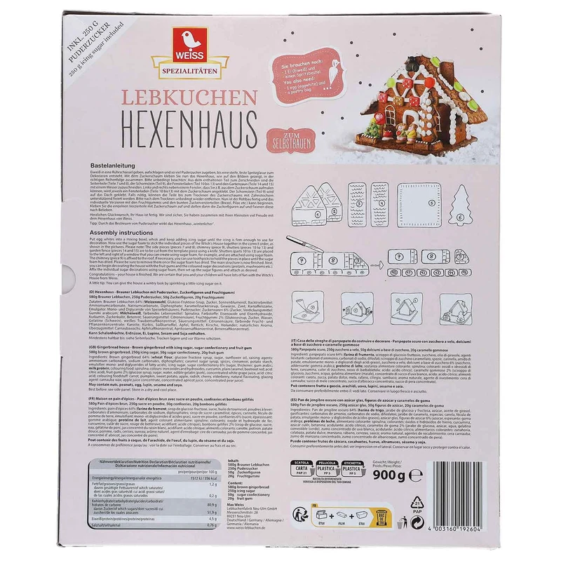 Weiss Lebkuchen Hexenhaus 900g