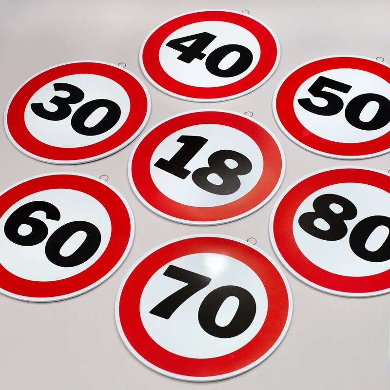 Rundes Blechschild zum Geburtstag & Jubiläum | 25 cm | Verkehrsschild Design