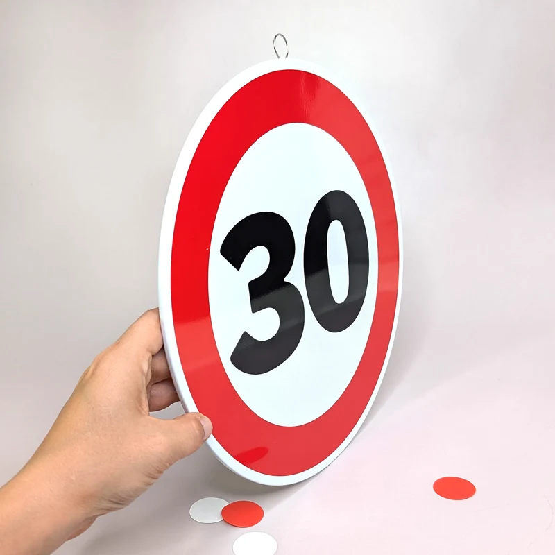 Rundes Blechschild zum Geburtstag & Jubiläum | 25 cm | Verkehrsschild Design