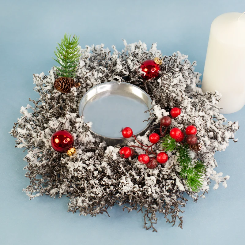 Winterlicher Adventskranz aus Schneezweigen in zwei Größen | Dekoration zu Weihnachten