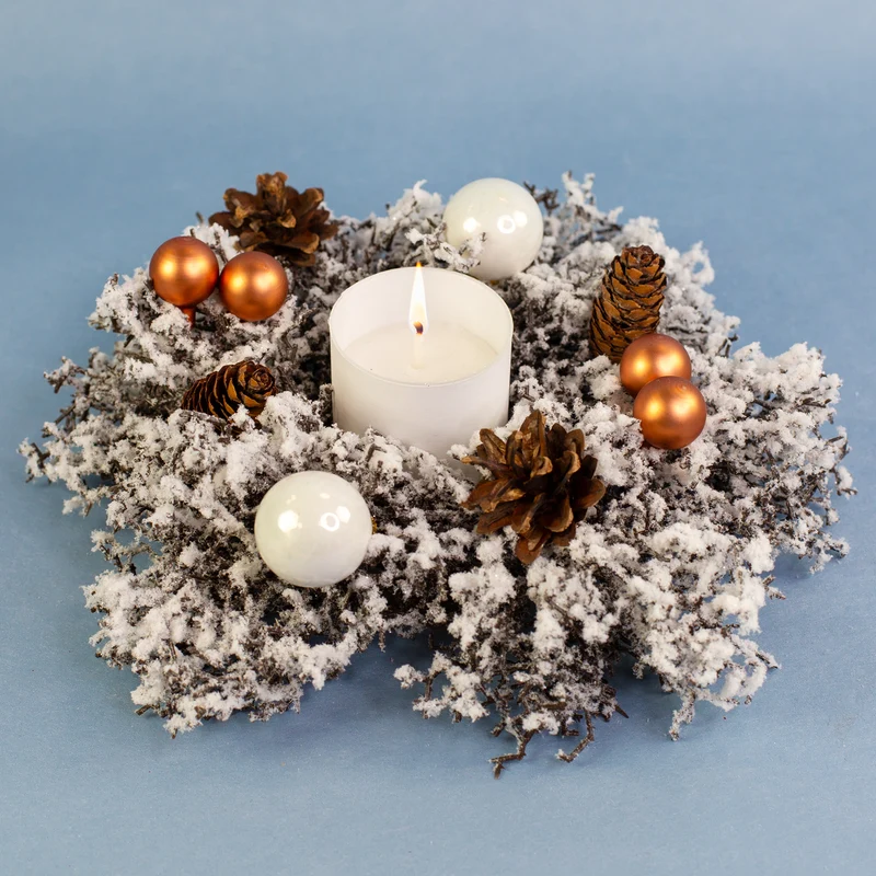Winterlicher Adventskranz aus Schneezweigen in zwei Größen | Dekoration zu Weihnachten