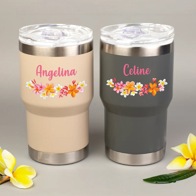 Thermobecher personalisiert mit Name und Blumen Motiv | Coffee to Go Becher als Geschenk für Frauen
