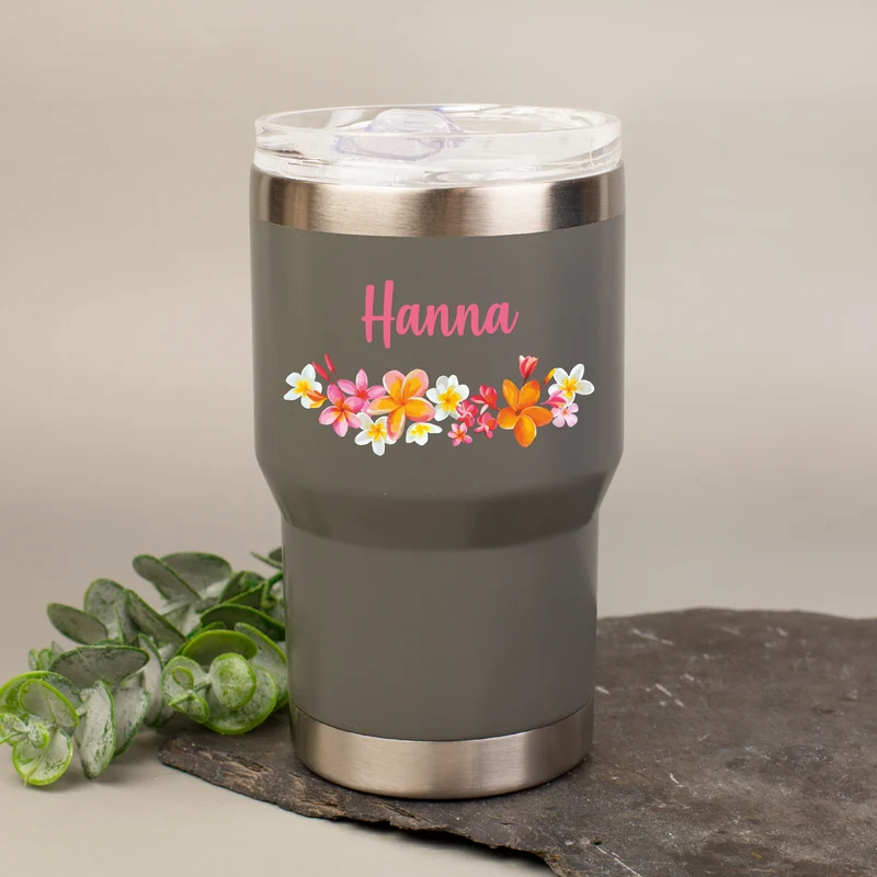 Thermobecher personalisiert mit Name und Blumen Motiv | Coffee to Go Becher als Geschenk für Frauen