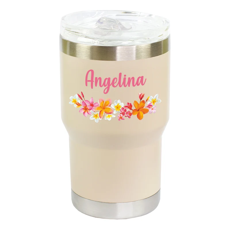 Thermobecher personalisiert mit Name und Blumen Motiv | Coffee to Go Becher als Geschenk für Frauen