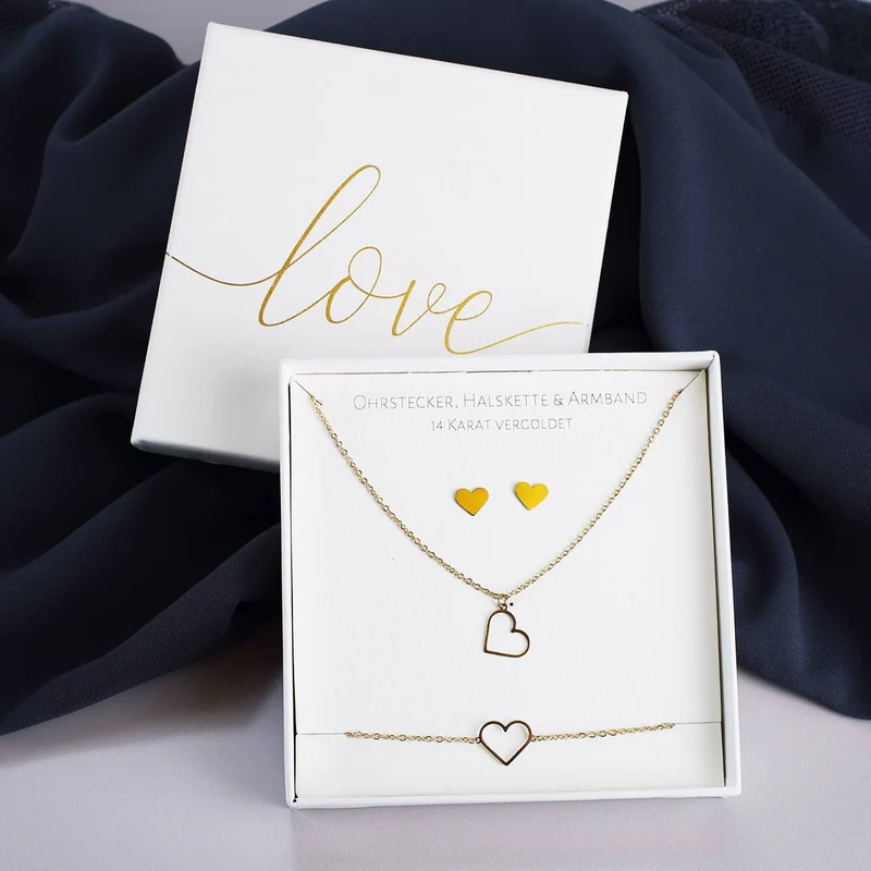 Schmuck-Geschenkset - Herzen aus Gold