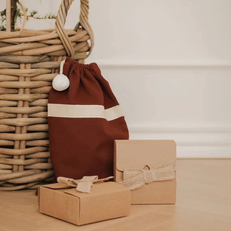 Weihnachtsbeutel aus Baumwolle 32 x 23 cm, Rot