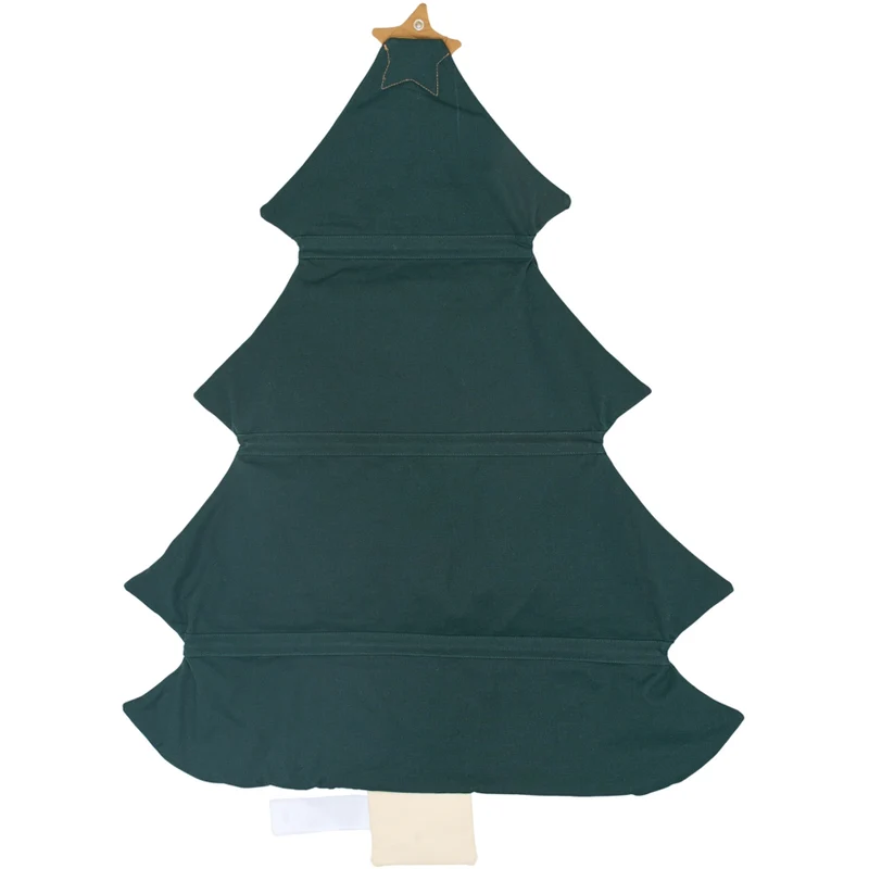 Adventskalender Weihnachtsbaum aus Bio Baumwolle, gestickte Motive