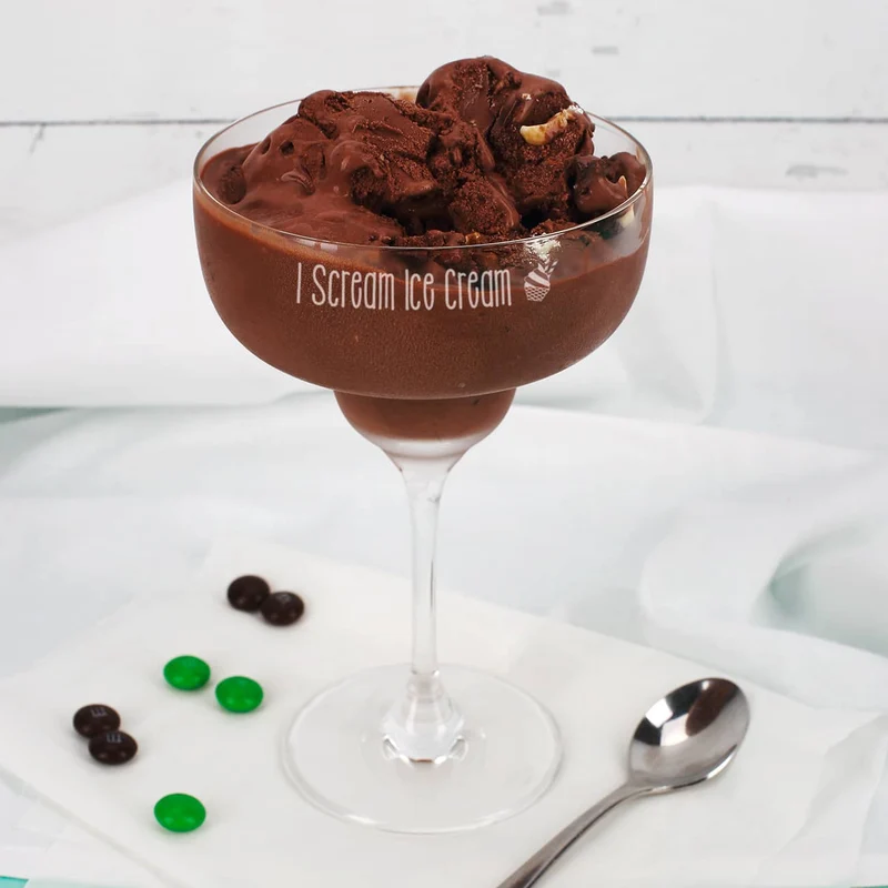 Eis- und Dessertschale graviert mit Wunschtext und kleinem Eisbecher Symbol