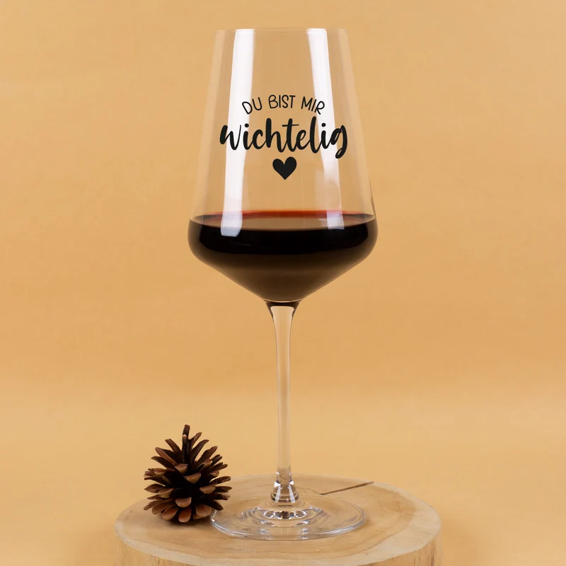 Leonardo Weinglas 'Du bist mir wichtelig' mit Herz Motiv | Geschenk zu Weihnachten und Wichteln