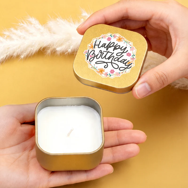 Mini Duftkerze 'Happy Birthday' mit Vanille Duft als Geschenk zum Geburtstag | Gold oder Rosé