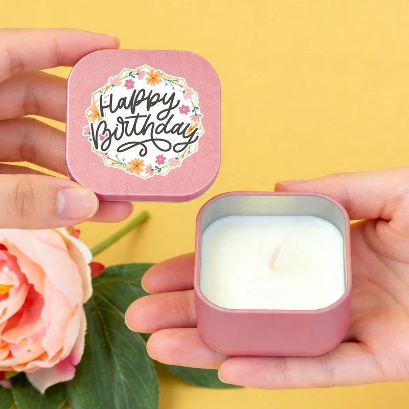 Mini Duftkerze 'Happy Birthday' mit Vanille Duft als Geschenk zum Geburtstag | Gold oder Rosé