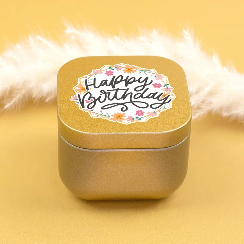 Mini Duftkerze 'Happy Birthday' mit Vanille Duft als Geschenk zum Geburtstag | Gold oder Rosé