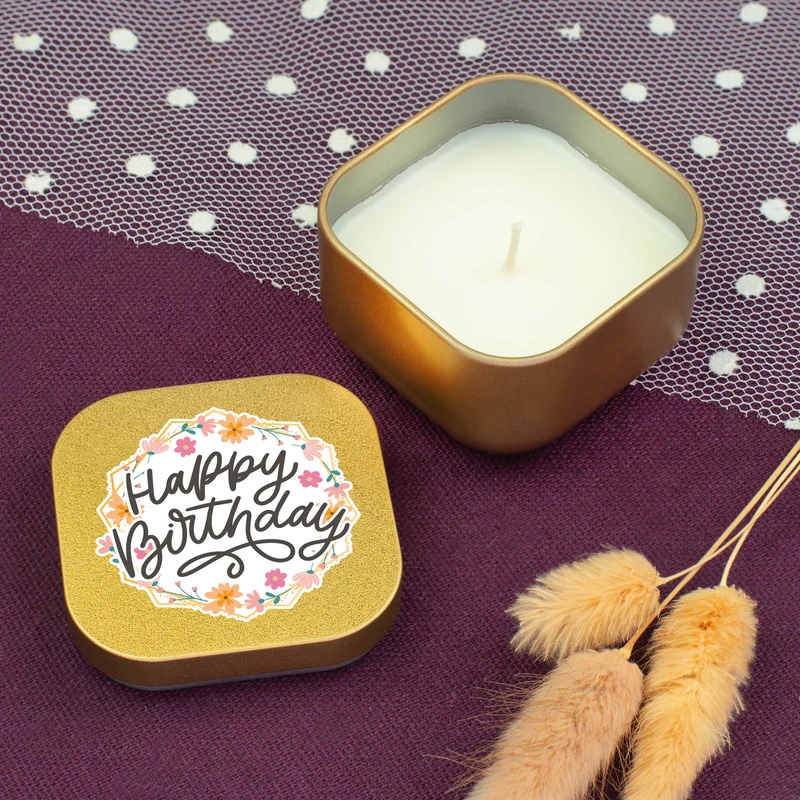 Mini Duftkerze 'Happy Birthday' mit Vanille Duft als Geschenk zum Geburtstag | Gold oder Rosé