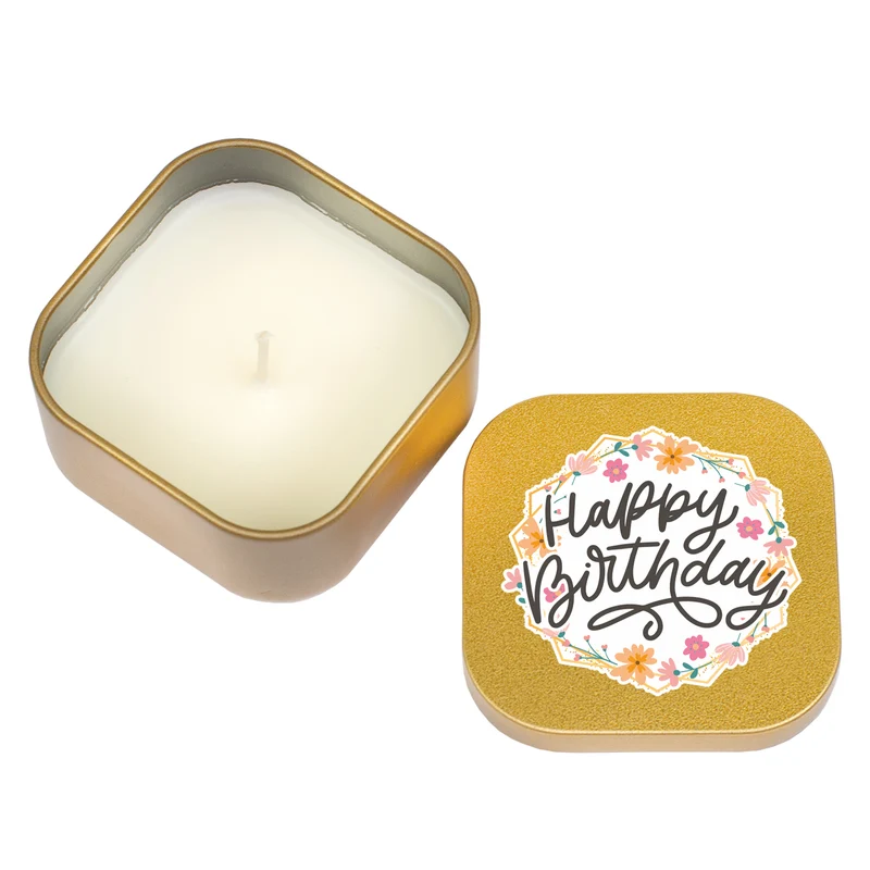 Mini Duftkerze 'Happy Birthday' mit Vanille Duft als Geschenk zum Geburtstag | Gold oder Rosé