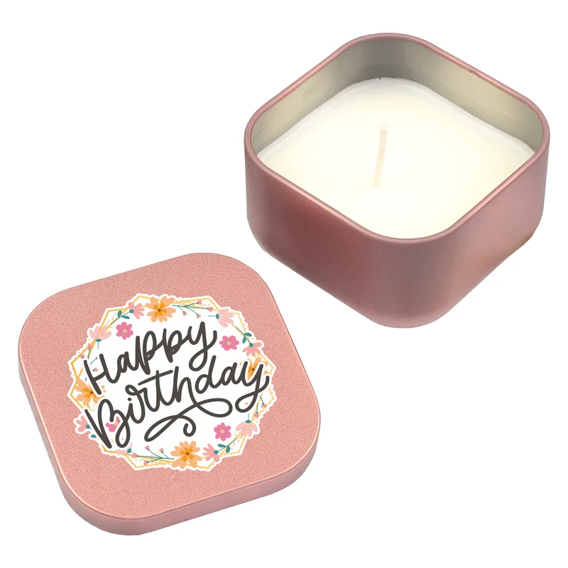 Mini Duftkerze 'Happy Birthday' mit Vanille Duft als Geschenk zum Geburtstag | Gold oder Rosé