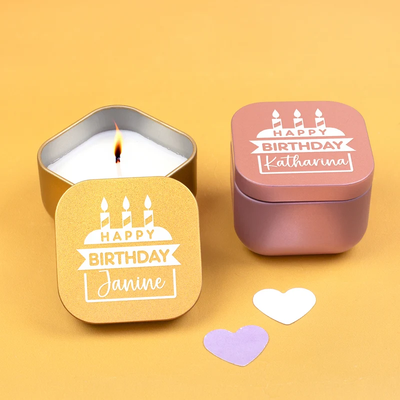 Mini Duftkerze als Geschenk zum Geburtstag personalisiert mit Name | Gold oder Rosé