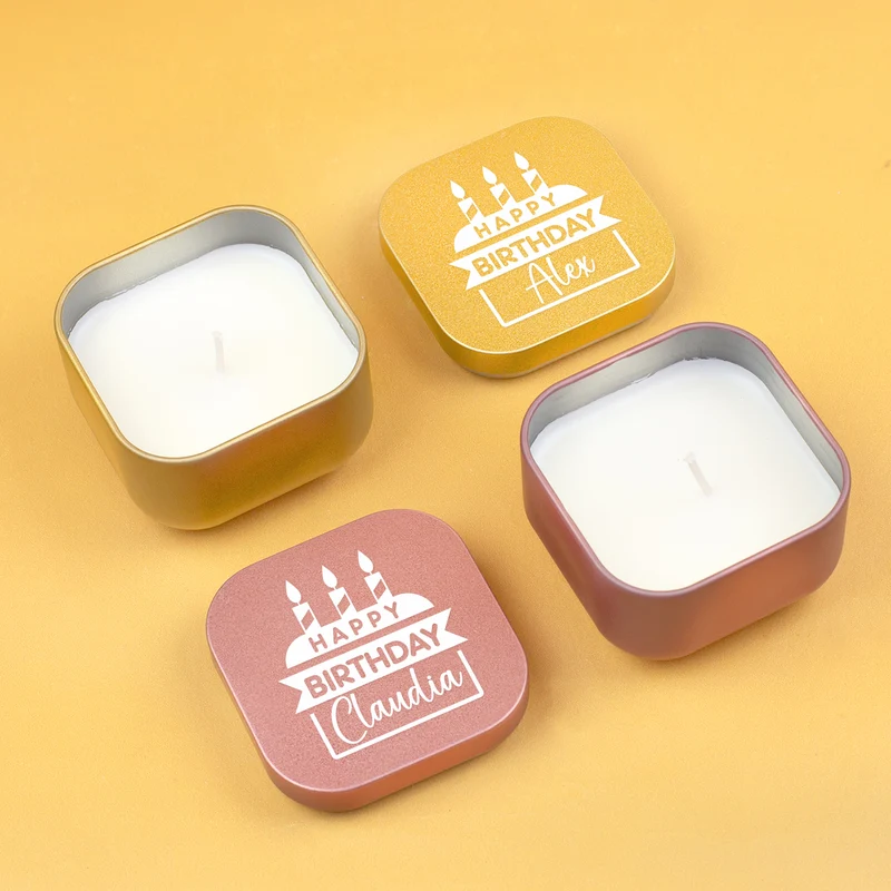 Mini Duftkerze als Geschenk zum Geburtstag personalisiert mit Name | Gold oder Rosé