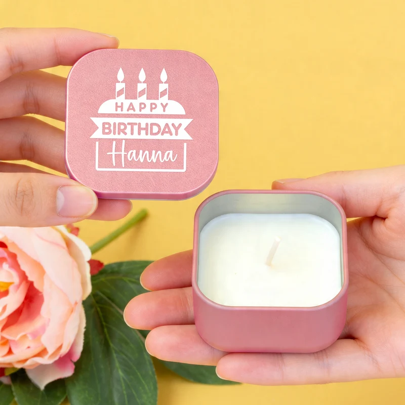 Mini Duftkerze als Geschenk zum Geburtstag personalisiert mit Name | Gold oder Rosé