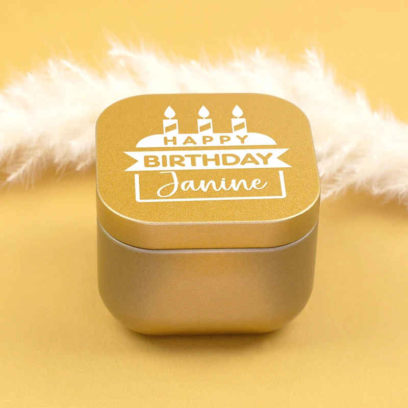 Mini Duftkerze als Geschenk zum Geburtstag personalisiert mit Name | Gold oder Rosé
